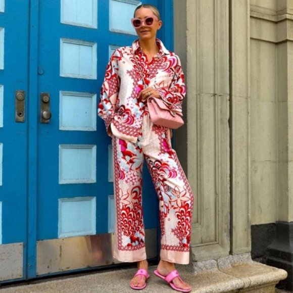 LAST ONE NWT Zara Flowy Patchwork Pants - Picture 14 of 17